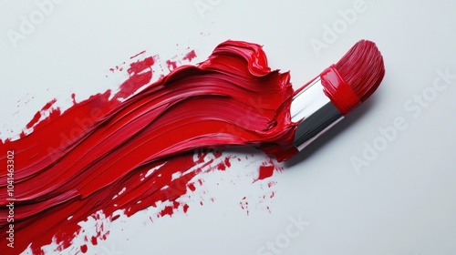 A vibrant red paint tube spills onto a surface, showcasing artistic potential and creativity.