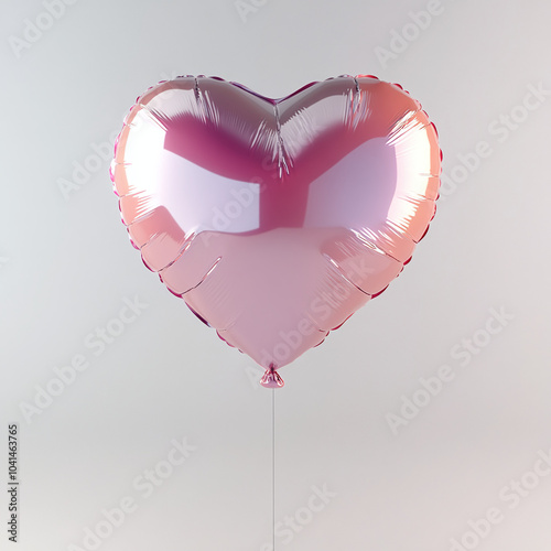 Pink heart shaped balloon on grey background  photo