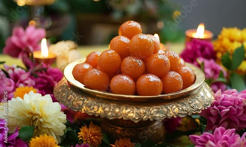 Sweets in a plate on a festive background photo