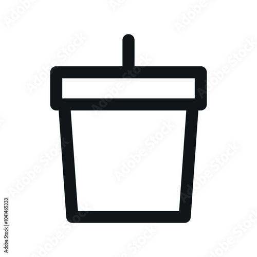 Soda cup UI icon, soda can straw minimal line vector symbol