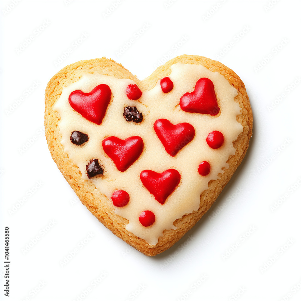 Heart shaped cookie on white background Heart shaped cookie on white background