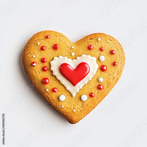 Heart shaped cookie on white background photo