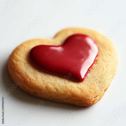 Heart shaped cookie on white background photo