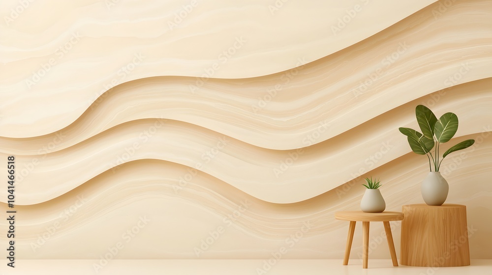 Warm earth toned 3D marble texture with flowing lines and soft organic shapes for a sophisticated and minimalist wallpaper or interior design background Warm earth toned 3D marble texture with flowing lines and soft organic shapes for a sophisticated and minimalist wallpaper or interior design background