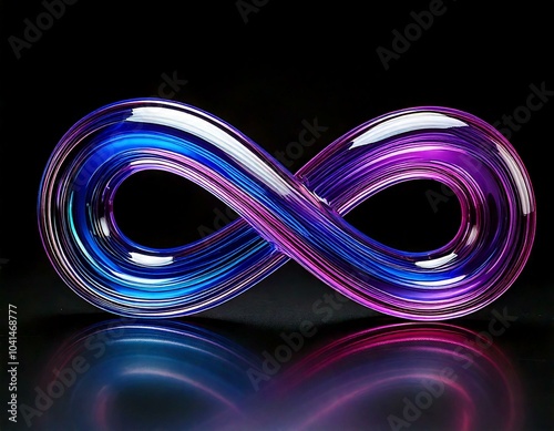 glass infinity symbol sign isolated background eternal eternity endless hand made blown art original 