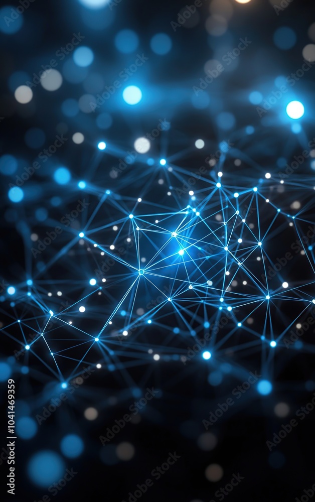 Abstract blue glowing network with connected dots. Abstract blue glowing network with connected dots.