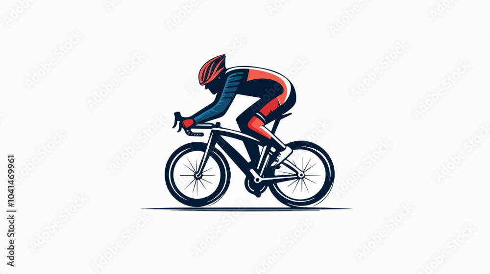 Fototapeta premium Flat illustration of a guy on a bicycle. Bike ride. Cycling.