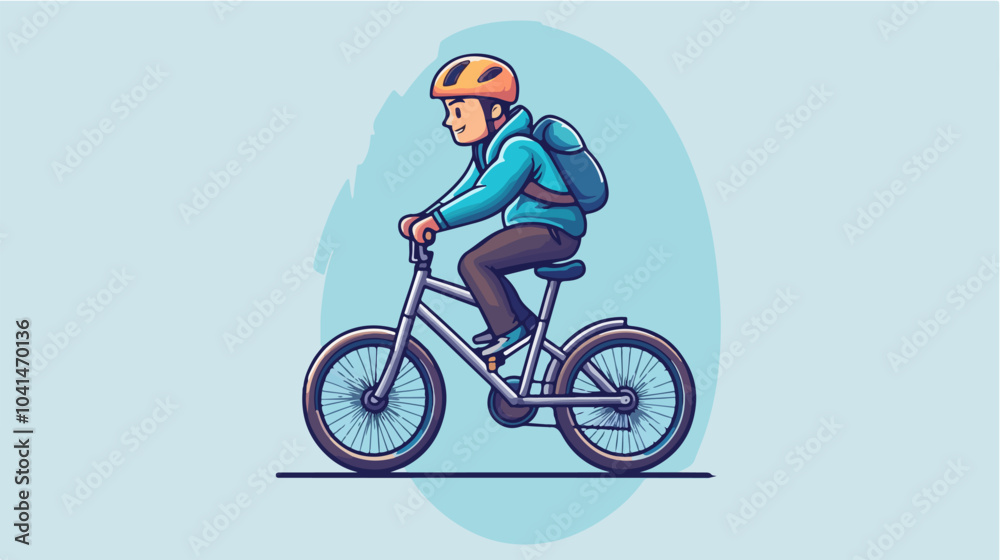 Fototapeta premium Flat illustration of a guy on a bicycle. Bike ride. Cycling.