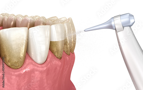 Fotografie Oral hygiene: Air flow water Teeth Cleaning
