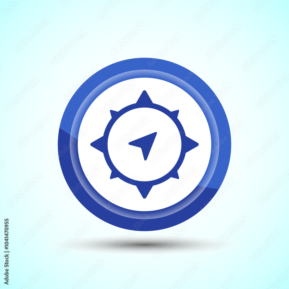 Compass icon design illustration, Navigation sign symbol for apps and websites, Blue Color Button Design Compass icon design illustration, Navigation sign symbol for apps and websites, Blue Color Button Design