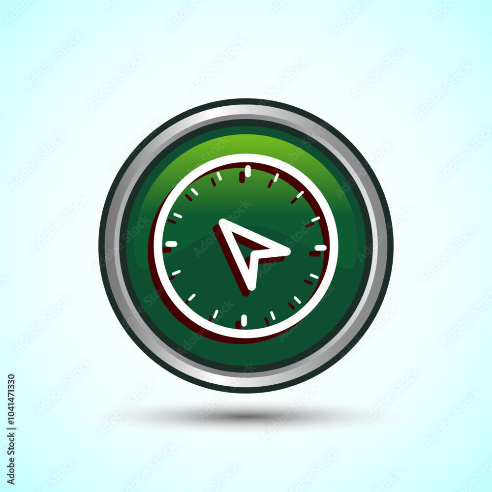 Compass icon design illustration, Navigation sign symbol for apps and websites, Green Color Round Button Design Compass icon design illustration, Navigation sign symbol for apps and websites, Green Color Round Button Design