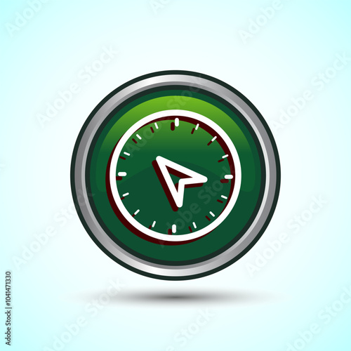 Compass icon design illustration, Navigation sign symbol for apps and websites, Green Color Round Button Design