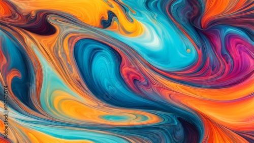 Immersive Abstract Fluid Art Featuring a Beautifully Chaotic Mix of Swirling Colors, Blending Fiery Reds, Cool Blues, and Bright Oranges into a Stunn (26)