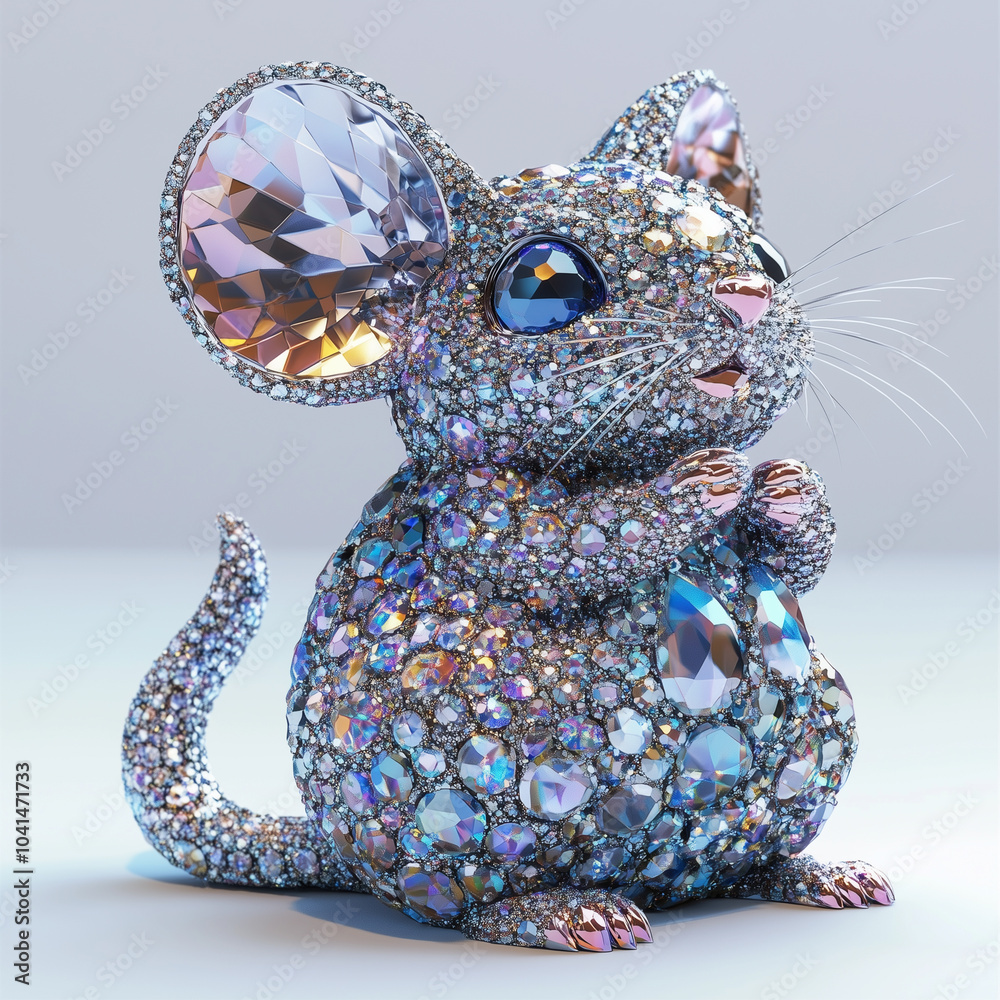 Fototapeta premium A Dazzling Diamond Mouse Posing for a Portrait.