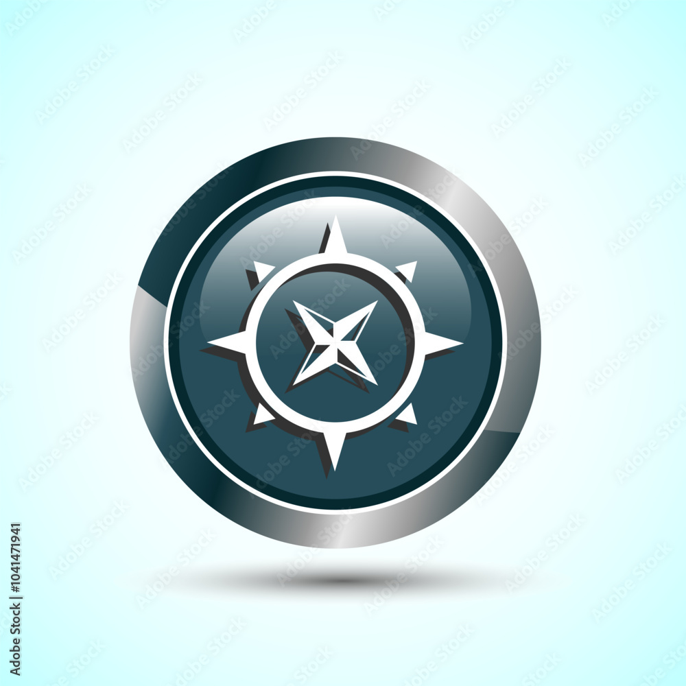 Compass icon design illustration, Navigation sign symbol for apps and websites, Gray Color Round Button Design Compass icon design illustration, Navigation sign symbol for apps and websites, Gray Color Round Button Design