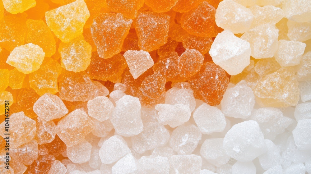 Crystal Clear: A captivating macro photograph showcasing the intricate beauty of sea salt crystals in a vibrant gradient of white, orange, and yellow hues.  
