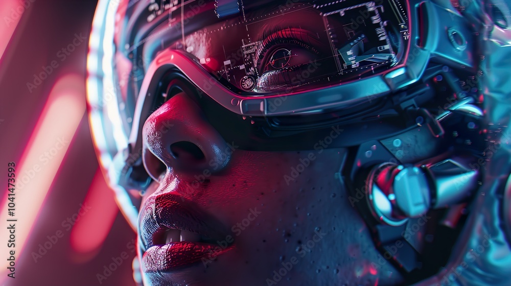 Cyberpunk Woman in Glowing Neon Lights Cyberpunk Woman in Glowing Neon Lights