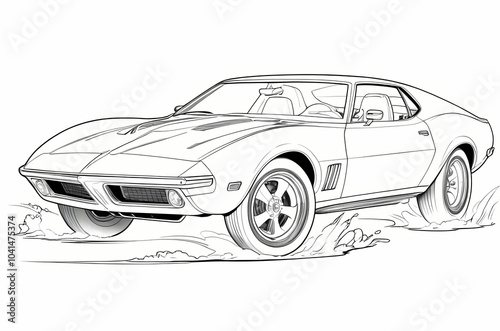 High-Speed Drive Vehicle Coloring Book Page