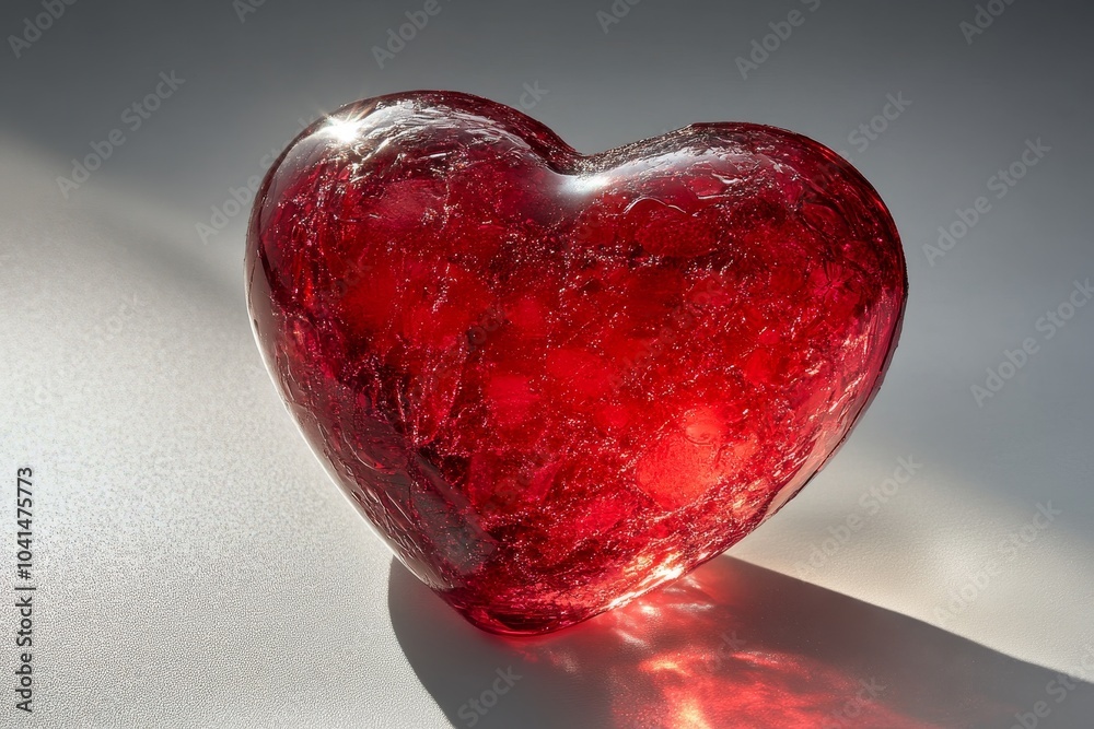 Captivating Heart-Shaped Jello Mold: A Vibrant Red Delight Glimmering in the Light and Perfect for Celebrations and Sweet Treats. Captivating Heart-Shaped Jello Mold: A Vibrant Red Delight Glimmering in the Light and Perfect for Celebrations and Sweet Treats.