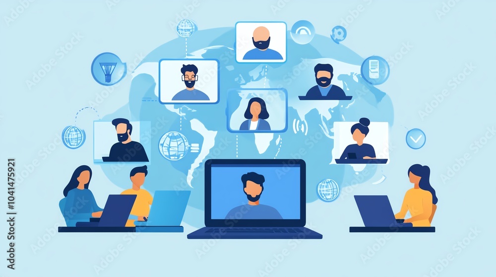 Remote work, virtual communication concept Remote work, virtual communication concept