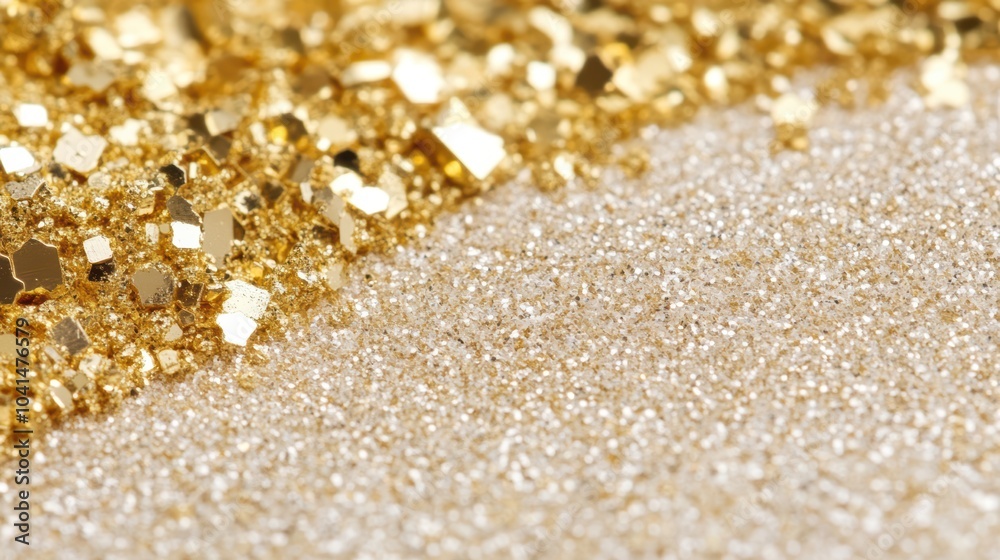 Golden Glitter: A close-up shot of shimmering, sparkling gold glitter, perfect for adding a touch of luxury and glamour to your design projects. Golden Glitter: A close-up shot of shimmering, sparkling gold glitter, perfect for adding a touch of luxury and glamour to your design projects.