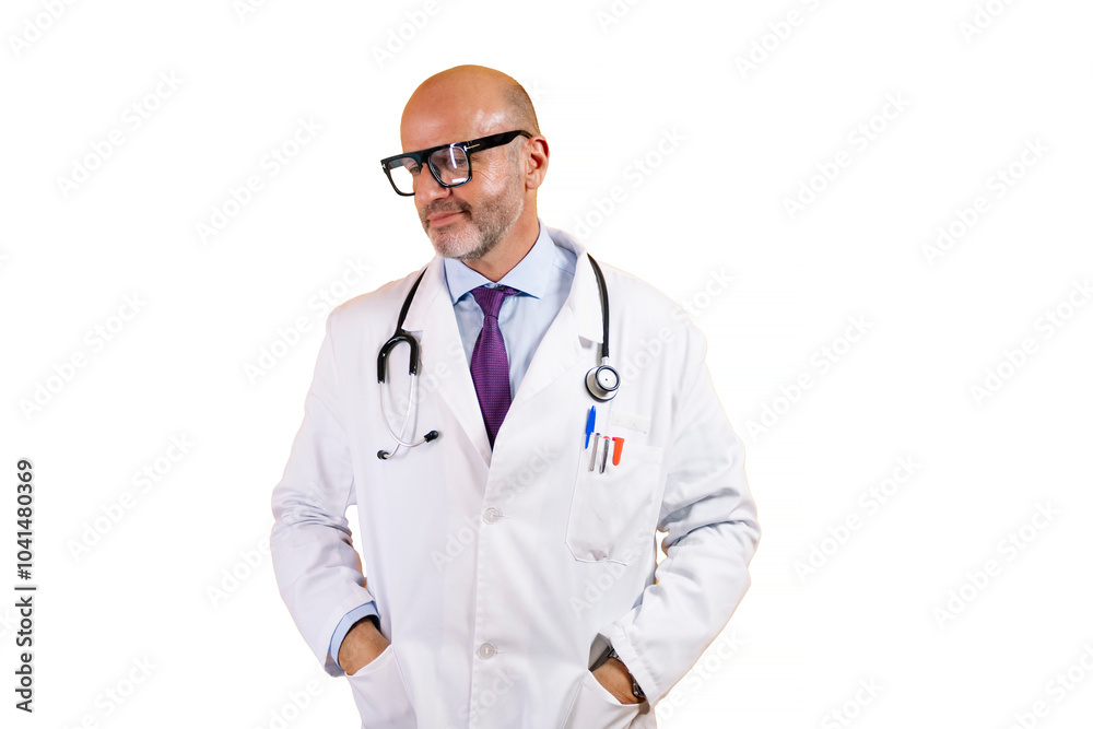 A confident doctor holding a stethoscope. A confident doctor holding a stethoscope.