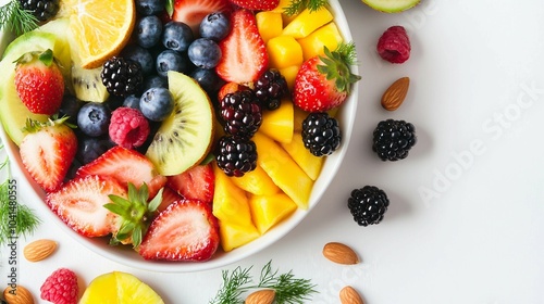 Colorful Fruit Salad with Berries and Mango