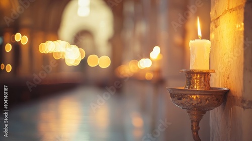 A tranquil prayer scene at a historic site showcasing the spiritual practices of the Jewish faith with a soft focus and bokeh effects photo