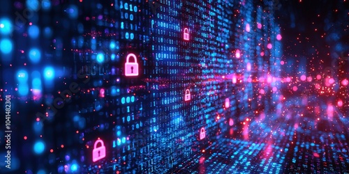 Wallpaper Mural Cyber Security with Binary Code and Padlocks Torontodigital.ca