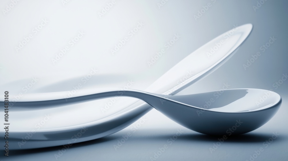A smooth, abstract arrangement features a spoon resting near a cup, emphasizing their elegant shapes and minimalist design. Generative AI A smooth, abstract arrangement features a spoon resting near a cup, emphasizing their elegant shapes and minimalist design. Generative AI