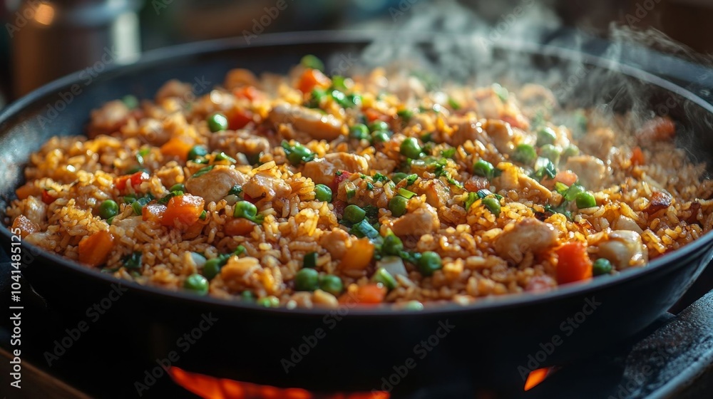 Outdoor cooking stir-fried rice. Outdoor cooking stir-fried rice.