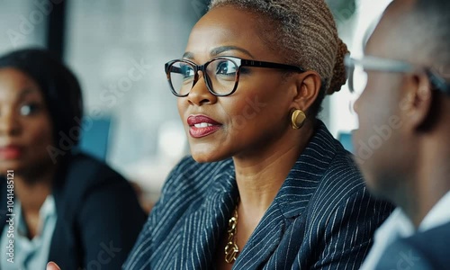 Wallpaper Mural Confident businesswoman wearing glasses and a pinstripe blazer Torontodigital.ca