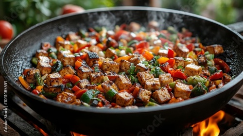 Vibrant vegetable stir-fry in a wok.