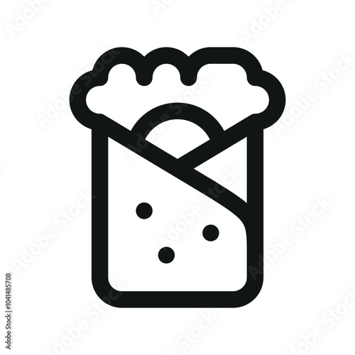 Shawarma UI icon, kebab roll minimal line vector symbol