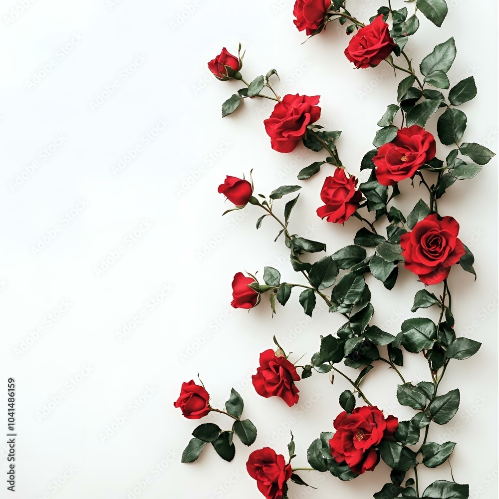 Red roses arranged on white background for Valentine's Day. Red roses arranged on white background for Valentine's Day.
