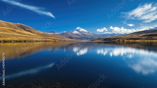 Reservoir And Blue Sky Mountain