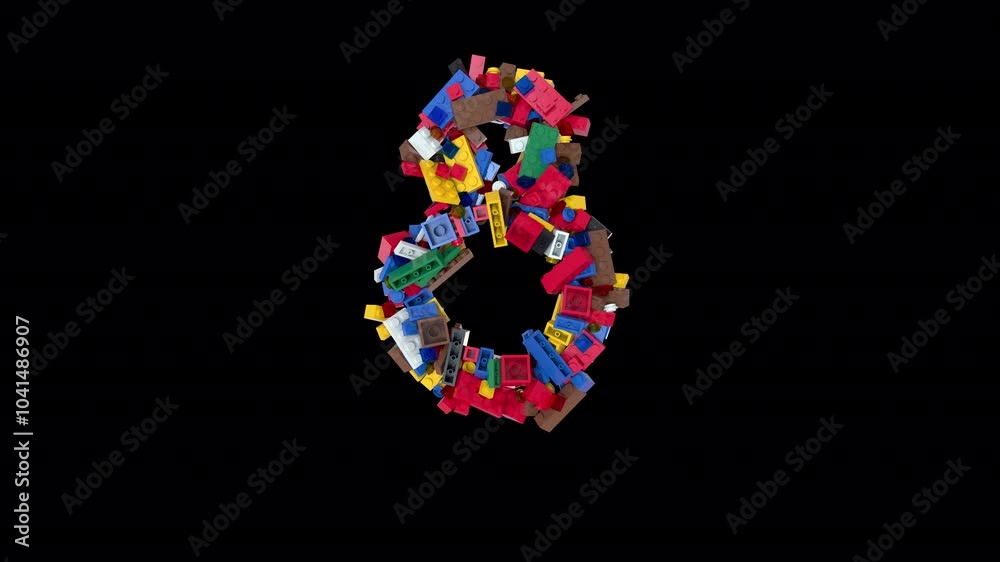 Colorful Building Block Animation Countdown from 10 to 0 in 3D
