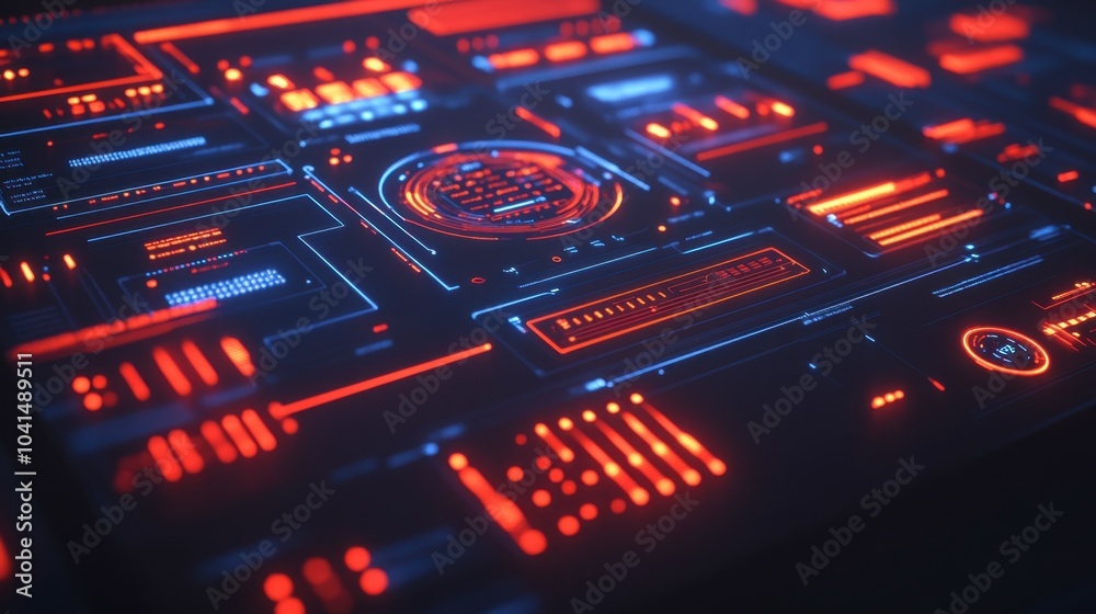 Futuristic Digital interface with Neon Lights Futuristic Digital interface with Neon Lights