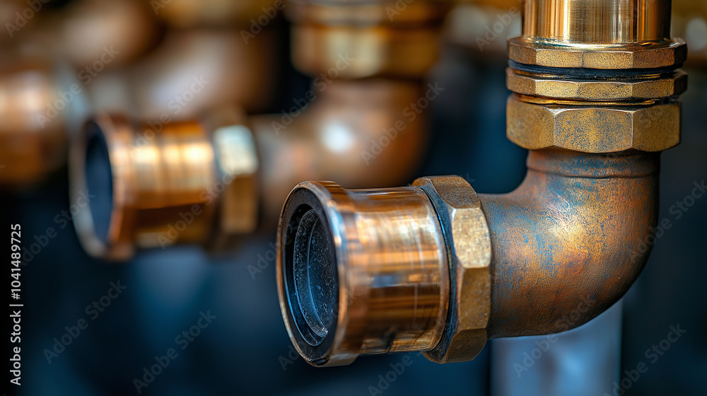 Plumbing service with copper pipeline of a heating system. Plumbing ...