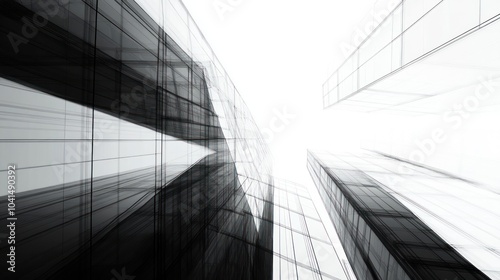 Abstract image of towering glass buildings, creating a sense of upward movement and perspective.