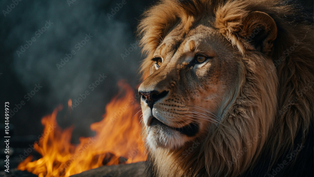 Fototapeta premium Close up view of a Lion, portrait