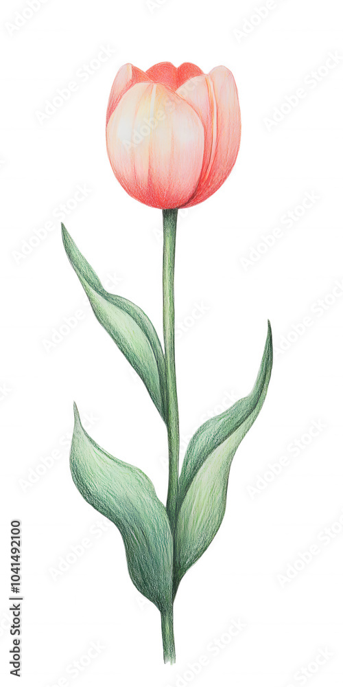 A delicate pink tulip with green leaves against a black background, showcasing its elegant form and natural beauty. A delicate pink tulip with green leaves against a black background, showcasing its elegant form and natural beauty.