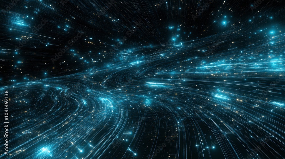 Obraz premium Abstract Light Trails in Dark Space Environment