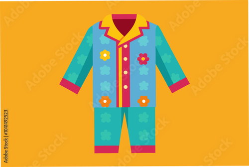  Pajama set vector art illustration 