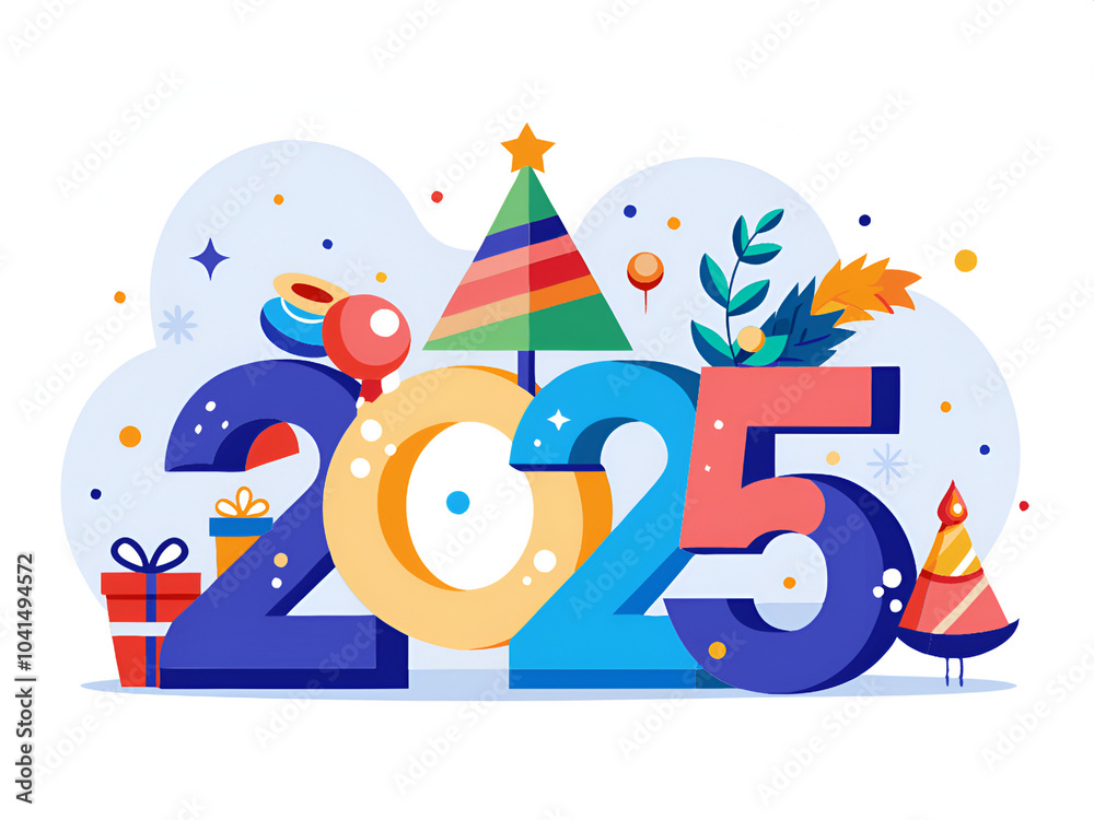 Fototapeta premium Happy New Year 2025 My the coming year be filled with joy, prosperity, and endless possibilities. I hope 2025 brings you peace, happiness, and all your heart desires.