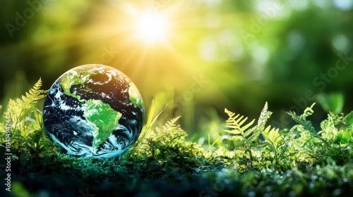 Earth in Nature with Sunlight and Greenery Surrounding