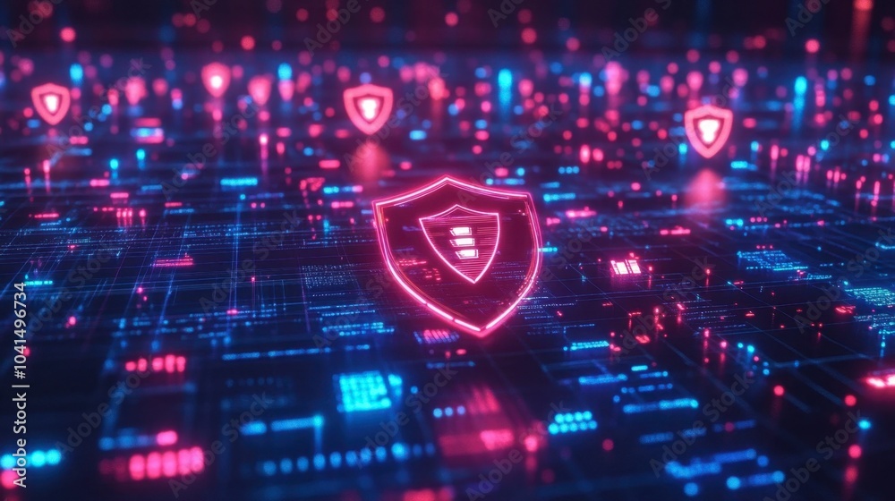 Fototapeta premium Digital Security Concept with Neon Elements