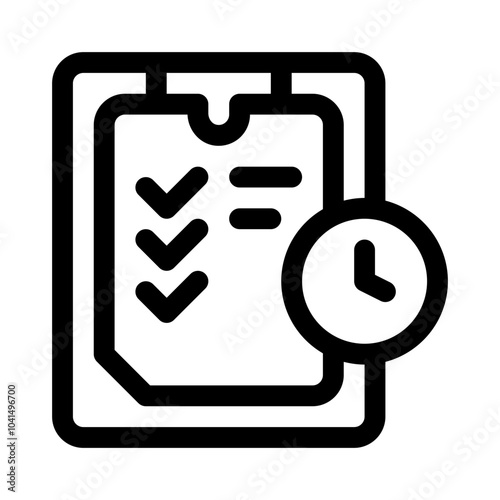 Task List with Checkmarks and Clock line icon