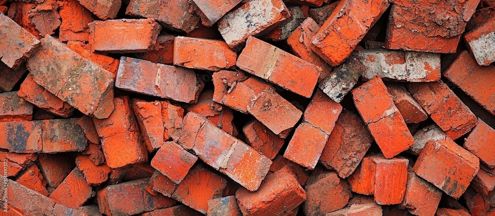 Neatly Arranged Pile Of Red Bricks Neatly Arranged Pile Of Red Bricks