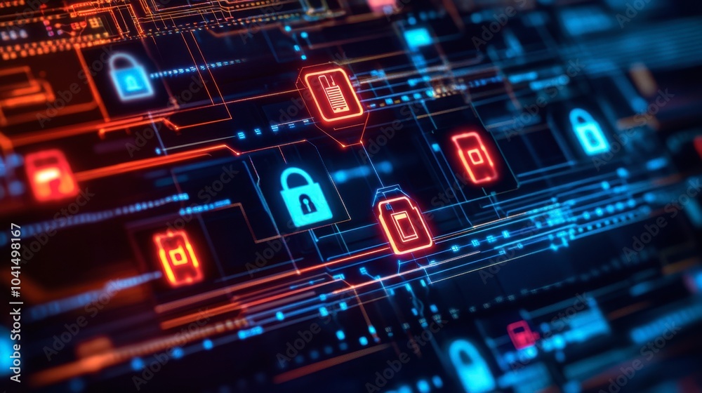 Secure Digital Network with Lock Symbols and Data Flow Secure Digital Network with Lock Symbols and Data Flow